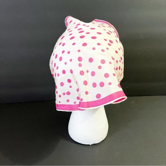 Vintage 60’s 70s Pink White Polka Dot Triangle Head Scarf Kerchief Festival MCM - Picture 3 of 5